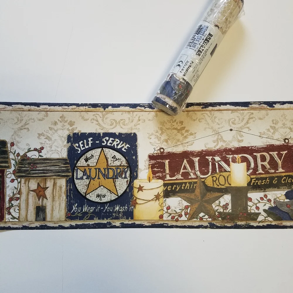 Wallpaper Border Country Laundry Room -open Roll